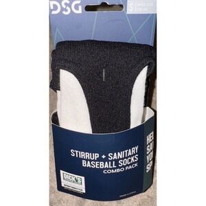 DSG STIRUP + SANITARY Combo Youth Sz 13K - 4Y WHITE / BLACK BASEBALL SOCKS NEW